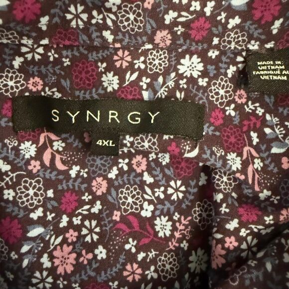 SYNRGY Big & Tall Men's Floral Print Button Front Shirt, Size 4XL - Picture 4 of 7